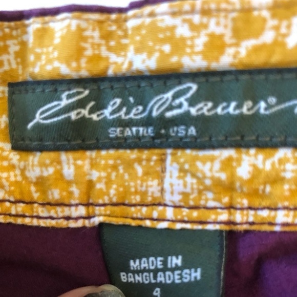 Eddie Bauer Bermuda Tab Cuffed Short Sz. 4 Drawstring Waist 100% Cotton Outdoors - Picture 4 of 4